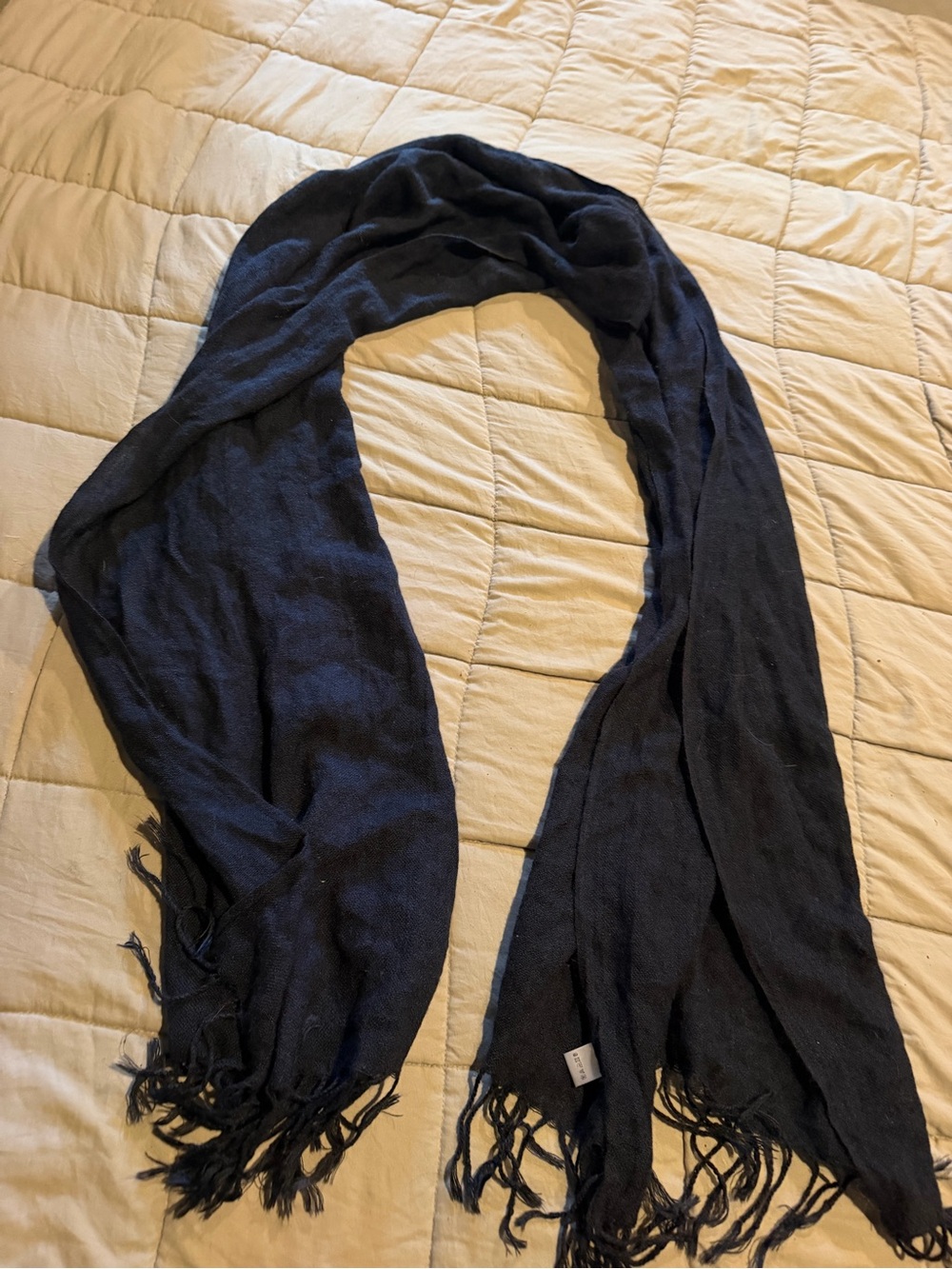 Lightweight Navy Fringe Scarf for Women